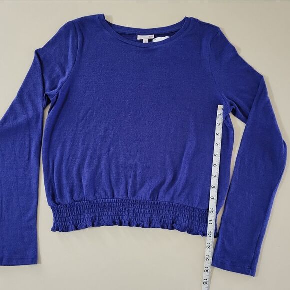 SO Women's Julien Blue Super Cozy Double Brushed Smocked Tee Shirt - Picture 5 of 10